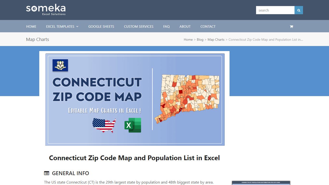 Connecticut Zip Code Map and Population List in Excel - Someka